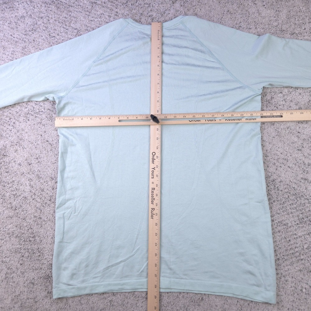Lululemon Yoga Top Womens 16 Shirt Tee Crew Neck Long Sleeve Thumb Loops Mint - Picture 9 of 11